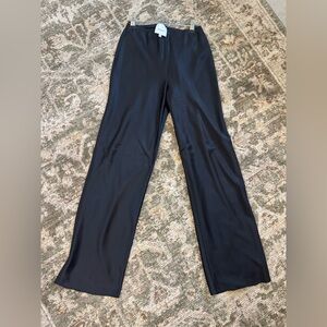 Reformation Gale Black Satin Pants